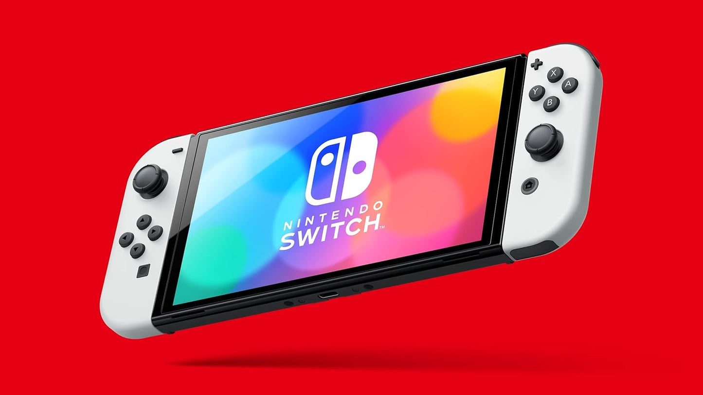 Nintendo Switch Console OLED Model with White Joy-Con, 7 inch 1280 x 720 OLED Touchscreen Display, Built-in Speaker, WiFi, Bluetooth 4.1 (Renewed)