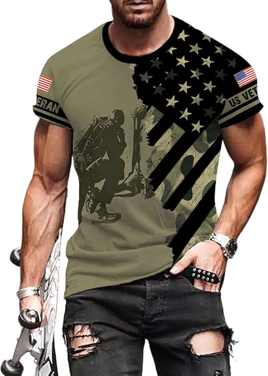 Veteran Army T-Shirt | US Military Pride American Flag Vintage Jersey | Memorial Day Gift for Men