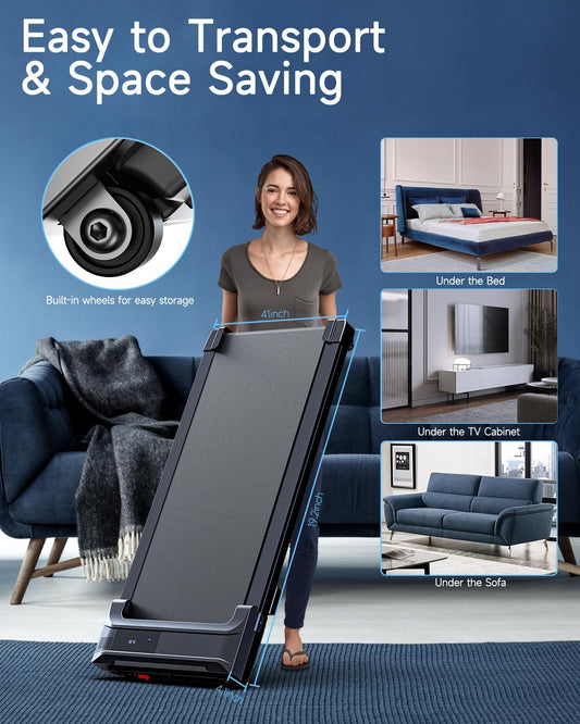 Walking Pad Treadmill for Home - Under Desk Treadmills Mini Portable Walking Running Machine Slim Compact Motorized Electric Treadmill with Adjustable Speed Remote