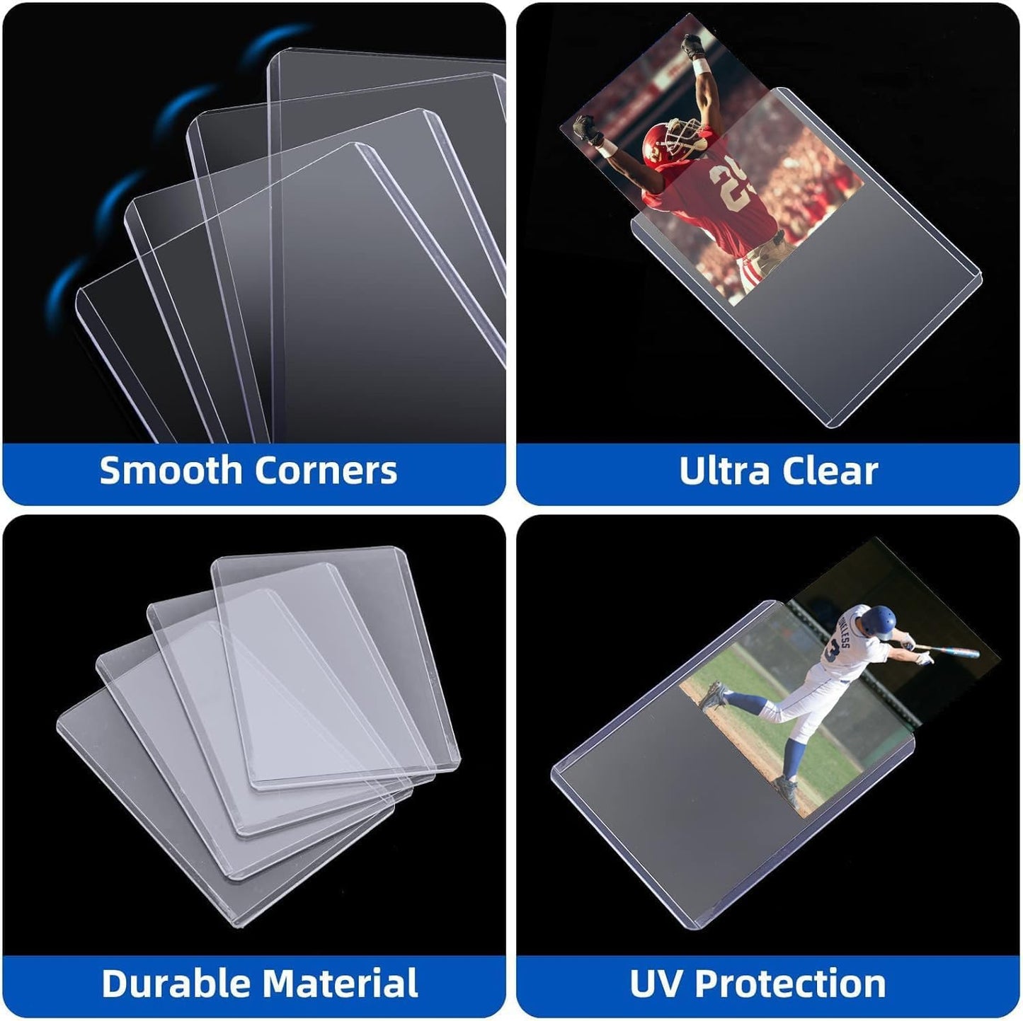200 Card Sleeves Hard Plastic, Arjiekwei 3"X4" Baseball Cards Protectors Plastic, Premium Card Holder for Trading Sports Baseball Football Game Cards (100 Hard Sleeve + 100 Soft Sleeve)