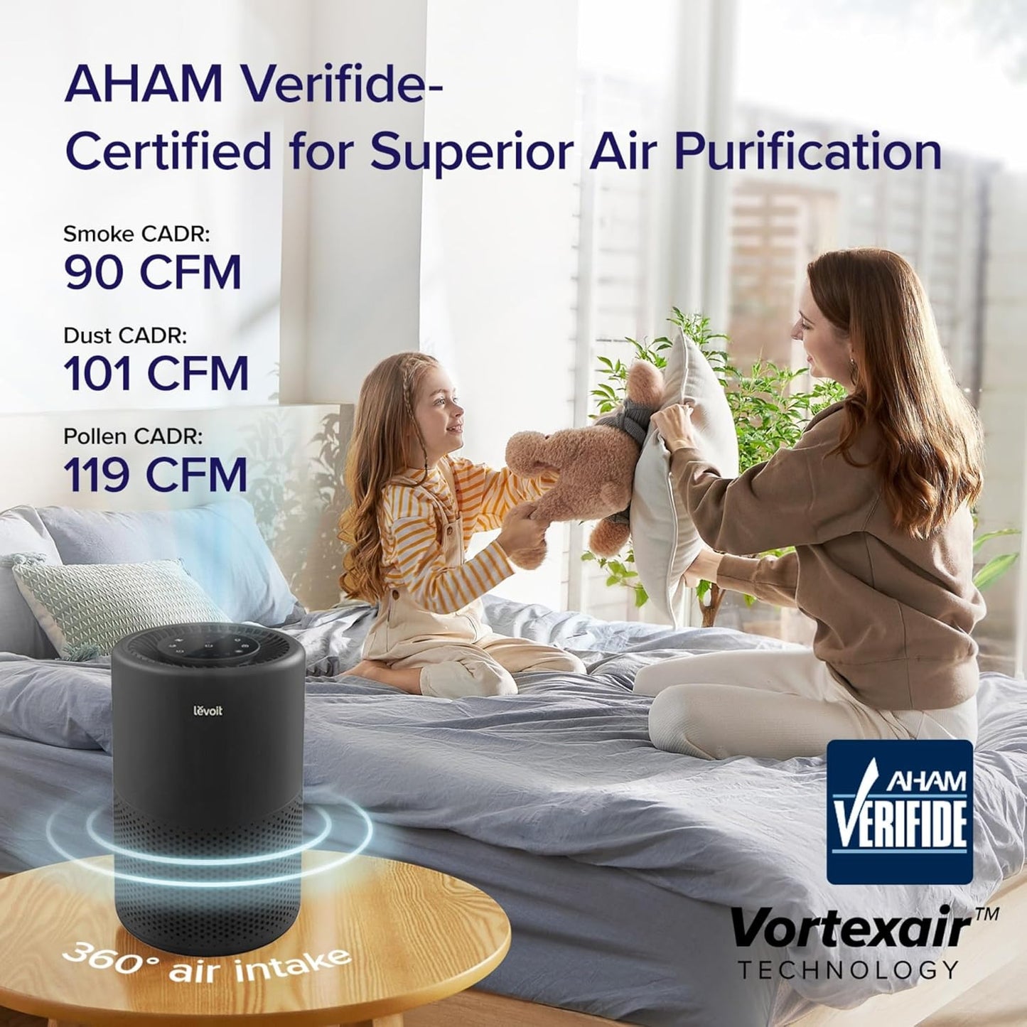 LEVOIT Air Purifier for Home Bedroom Dorm Room, Smart & Voice Control, AHAM VERIFIED, 3-in-1 Filter With HEPA Sleep Mode, for Pollen, Pollutants, Smoke, Dander, Dust, Core 200S-P, Black