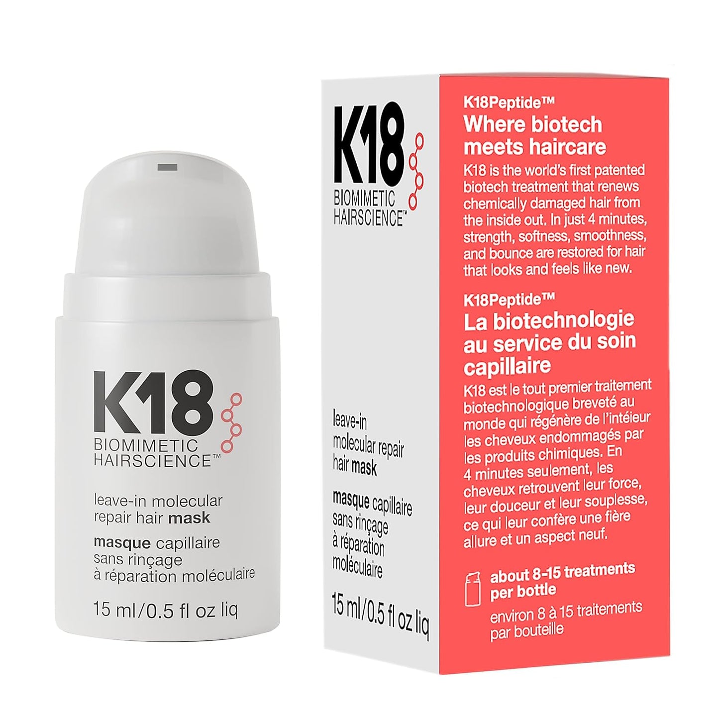 K18 Leave-In Molecular Repair Hair Mask — patented biotech treatment that repairs dry, damaged, and frizzy hair in 4 minutes, available at VeteransValueHub.