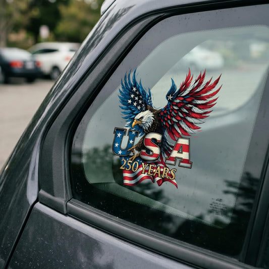 2-pack USA 250th anniversary patriotic vinyl car decals and bumper stickers 1776-2026 commemorative window decal