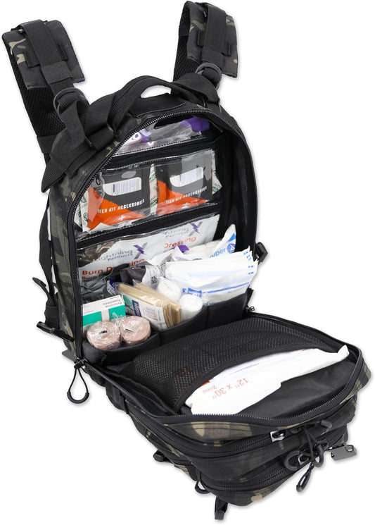 Lightning X EMS/EMT Trauma & Bleeding First Aid Responder Medical Backpack + Kit — Black Camo