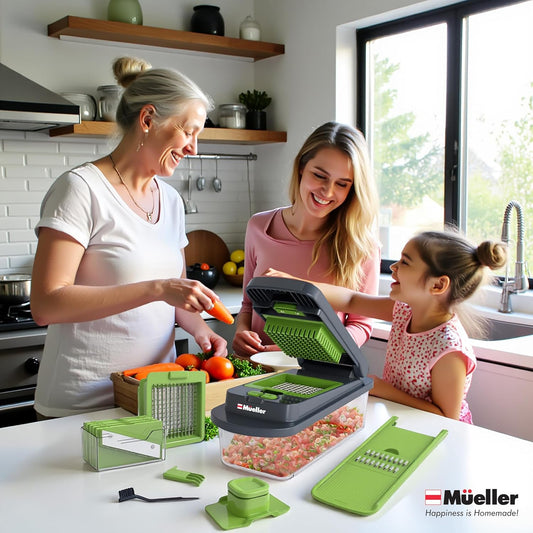 Mueller Original Pro Chopper — 10-in-1 Vegetable Chopper & Mandoline Slicer with Container