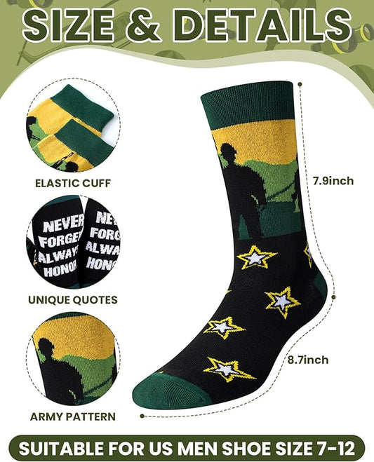 6 Pairs Father's Day Socks | Military Graduation Gifts for Veterans & Service Members