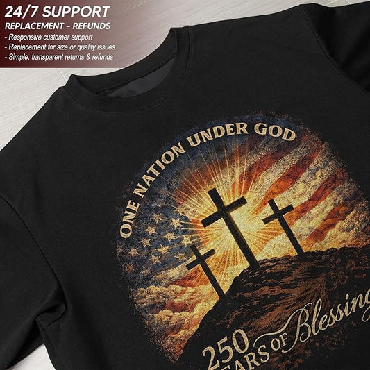 One Nation Under God patriotic Christian American flag t-shirt faith and freedom 4th of July veteran gift