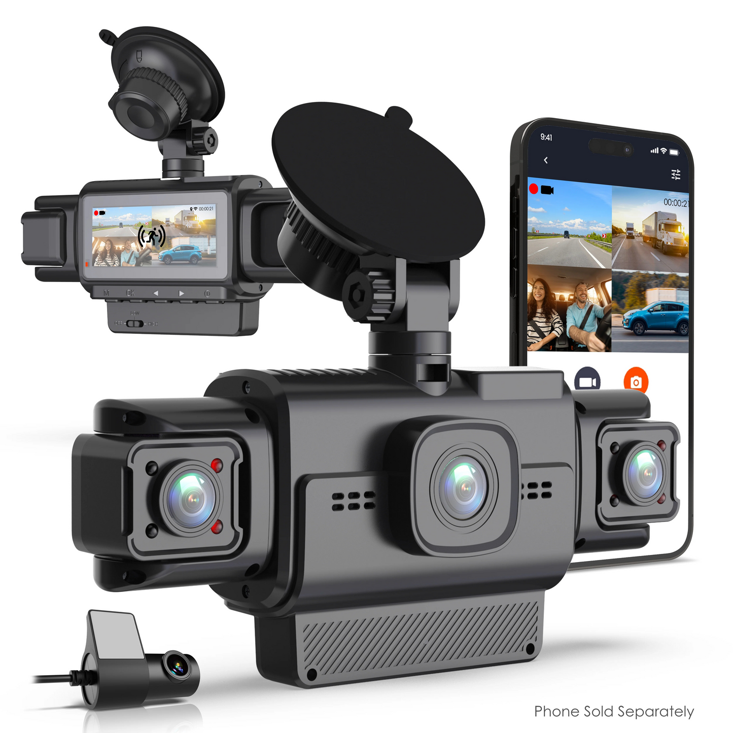 Rexing R4-RD 4-Channel Dash Cam – 360° Parking Monitor, 1080p, Wi-Fi, GPS & IR Night Vision