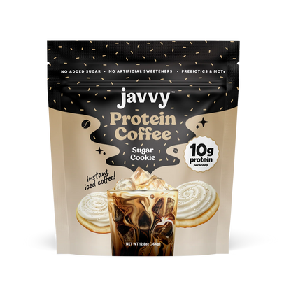 Javvy Sugar Cookie flavored protein coffee with premium whey protein