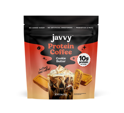 Javvy Cookie Butter flavored protein coffee with premium whey protein