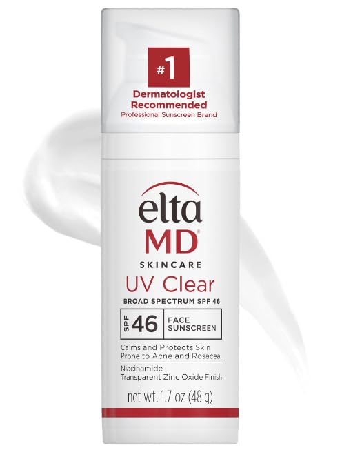 EltaMD UV Clear Face Sunscreen SPF 46 — oil-free zinc oxide broad-spectrum sunscreen for sensitive, acne-prone, and rosacea skin, dermatologist recommended, available at VeteransValueHub.