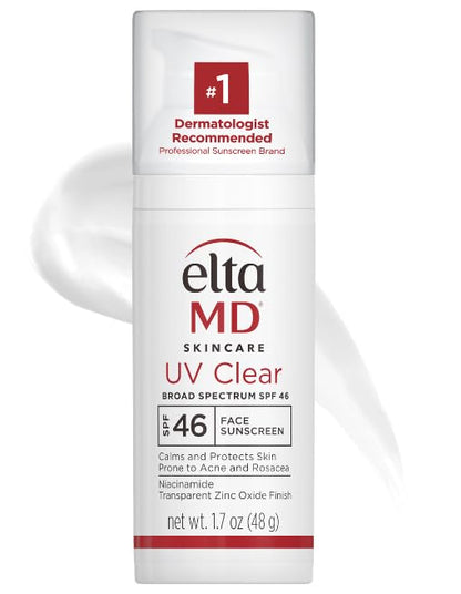 EltaMD UV Clear Face Sunscreen SPF 46 — oil-free zinc oxide broad-spectrum sunscreen for sensitive, acne-prone, and rosacea skin, dermatologist recommended, available at VeteransValueHub.