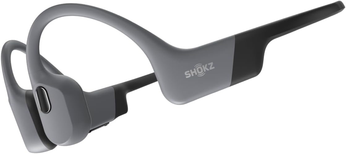 SHOKZ OpenSwim Pro - Open-Ear Bluetooth Headphones & 32GB MP3 Player, IP68 Waterproof, Bone Conduction Headphones, Secure Fit for Workouts, Running and Swimming, Built-in Microphone, Grey (Renewed)
