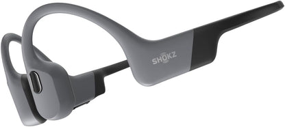 SHOKZ OpenSwim Pro - Open-Ear Bluetooth Headphones & 32GB MP3 Player, IP68 Waterproof, Bone Conduction Headphones, Secure Fit for Workouts, Running and Swimming, Built-in Microphone, Grey (Renewed)