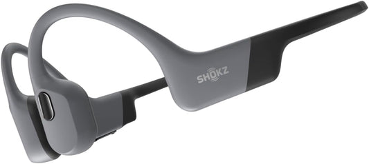 SHOKZ OpenSwim Pro - Open-Ear Bluetooth Headphones & 32GB MP3 Player, IP68 Waterproof, Bone Conduction Headphones, Secure Fit for Workouts, Running and Swimming, Built-in Microphone, Grey (Renewed)