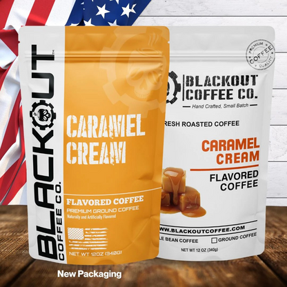 Caramel Cream flavored coffee bag with caramel, brown sugar, and vanilla cream notes