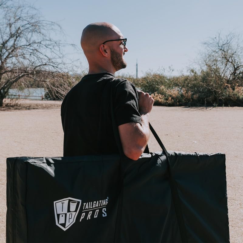 Tailgating Pros regulation cornhole boards with patriotic eagle flag design, 8 bean bags and carrying cases on green grass