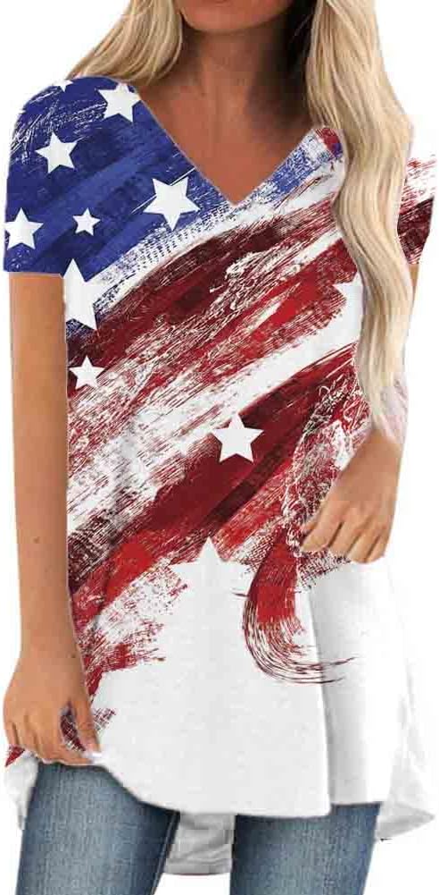 KKG women's casual loose fit V-neck tunic top to wear with leggings in short and long sleeve