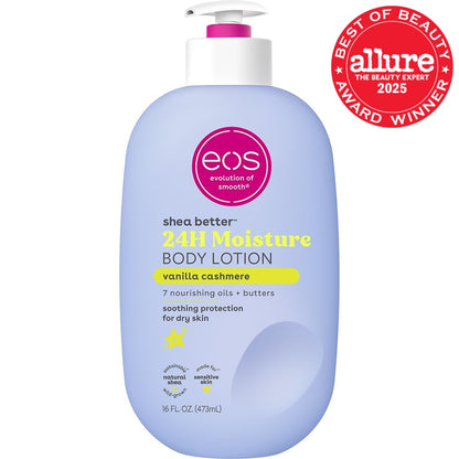 eos Shea Better Body Lotion – Vanilla Cashmere 24-Hour Moisture for Women | Natural Shea | 16 fl oz