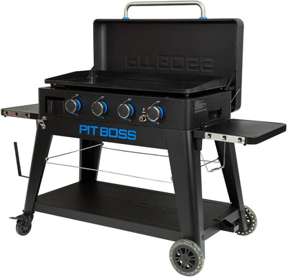 Pit Boss Ultimate 4-burner gas griddle with non-stick lift-off flat top surface for outdoor cooking