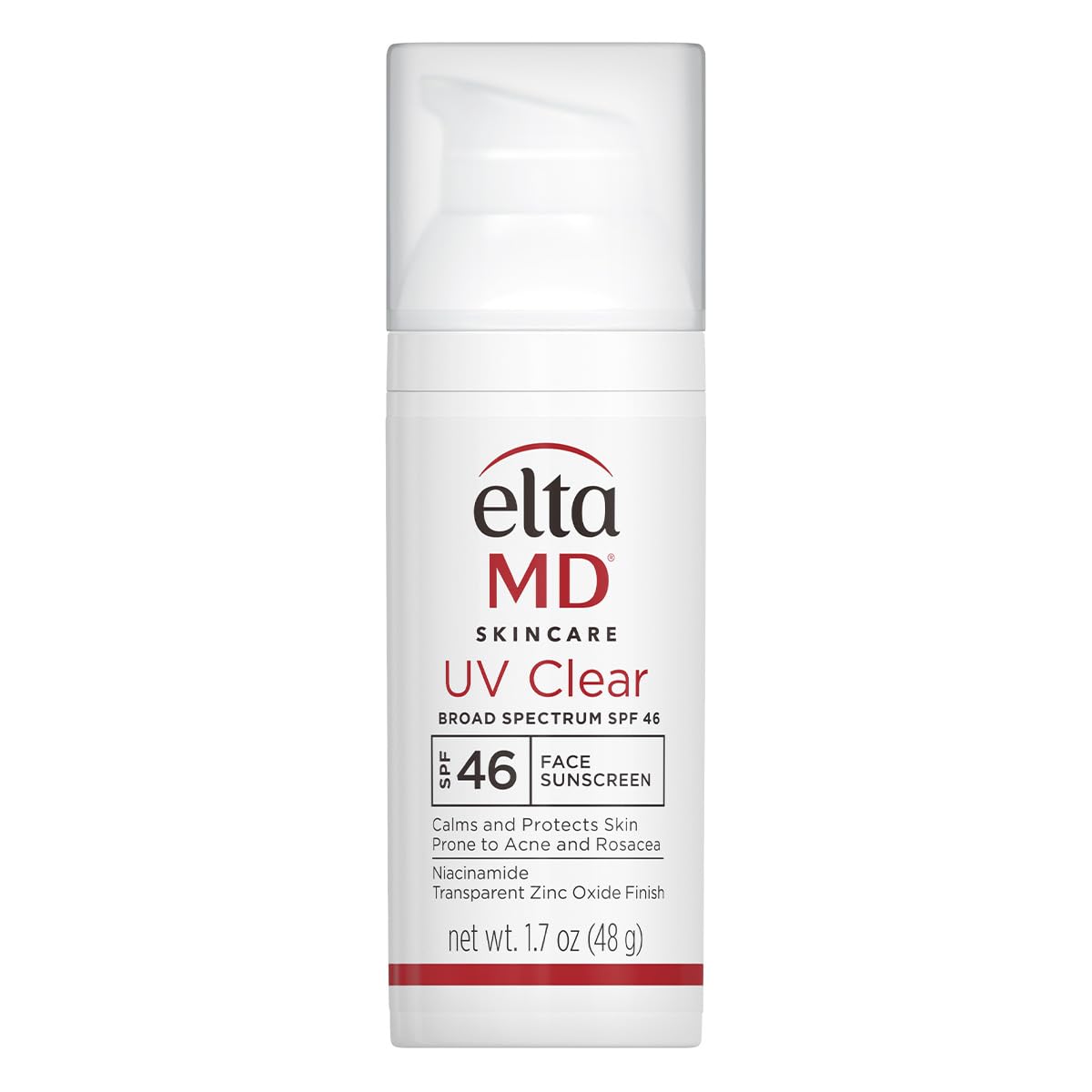 EltaMD UV Clear Face Sunscreen SPF 46 — oil-free zinc oxide broad-spectrum sunscreen for sensitive, acne-prone, and rosacea skin, dermatologist recommended, available at VeteransValueHub.