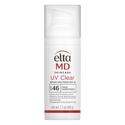 EltaMD UV Clear Face Sunscreen SPF 46 — oil-free zinc oxide broad-spectrum sunscreen for sensitive, acne-prone, and rosacea skin, dermatologist recommended, available at VeteransValueHub.