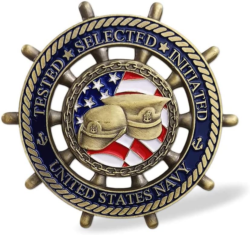 US Navy veteran military challenge coin collectible on dark background