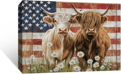 American Flag Canvas Wall Art Framed