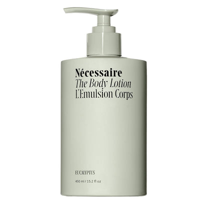 Nécessaire The Body Lotion Eucalyptus — firming multi-peptide moisturizer with 2.5% Niacinamide for women and men, available at VeteransValueHub.