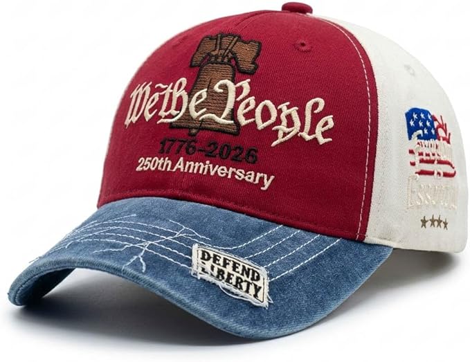 USA 250th Anniversary adjustable patriotic retro washed baseball cap 1776-2026