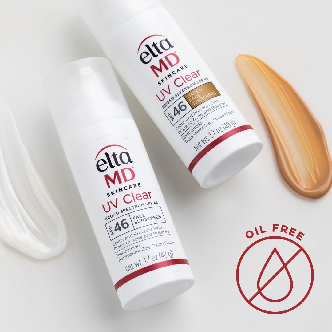 EltaMD UV Clear Face Sunscreen SPF 46 — oil-free zinc oxide broad-spectrum sunscreen for sensitive, acne-prone, and rosacea skin, dermatologist recommended, available at VeteransValueHub.