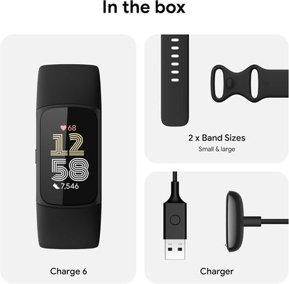 Fitbit Charge 6 Fitness Tracker with Heart Rate, GPS, Obsidian