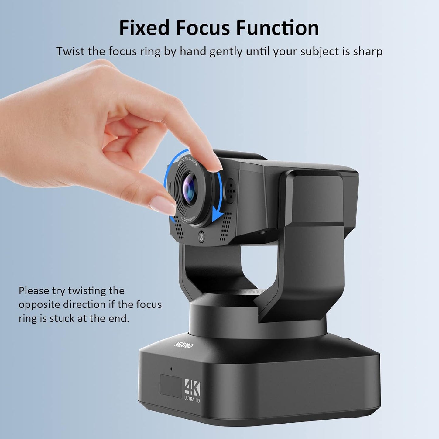 NexiGo N990 4K PTZ Zoomable Webcam, Video Conference Camera System with 5X Digital Zoom, Sony Starvis Sensor, Position Preset, Dual Stereo Mics, Audio Jacks for External Mics (Renewed)