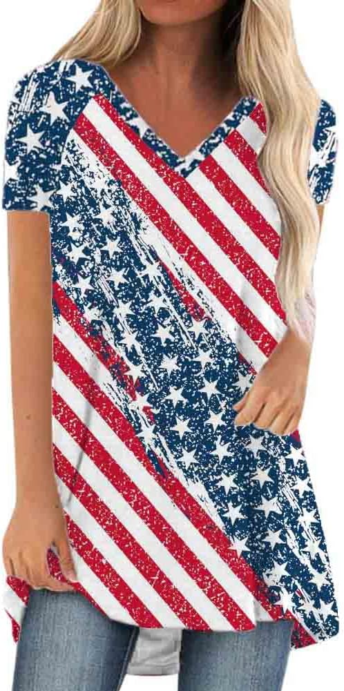 KKG Women's Tunic Tops to Wear with Leggings — Casual Loose Fit V-Neck Short & Long Sleeve T-Shirt