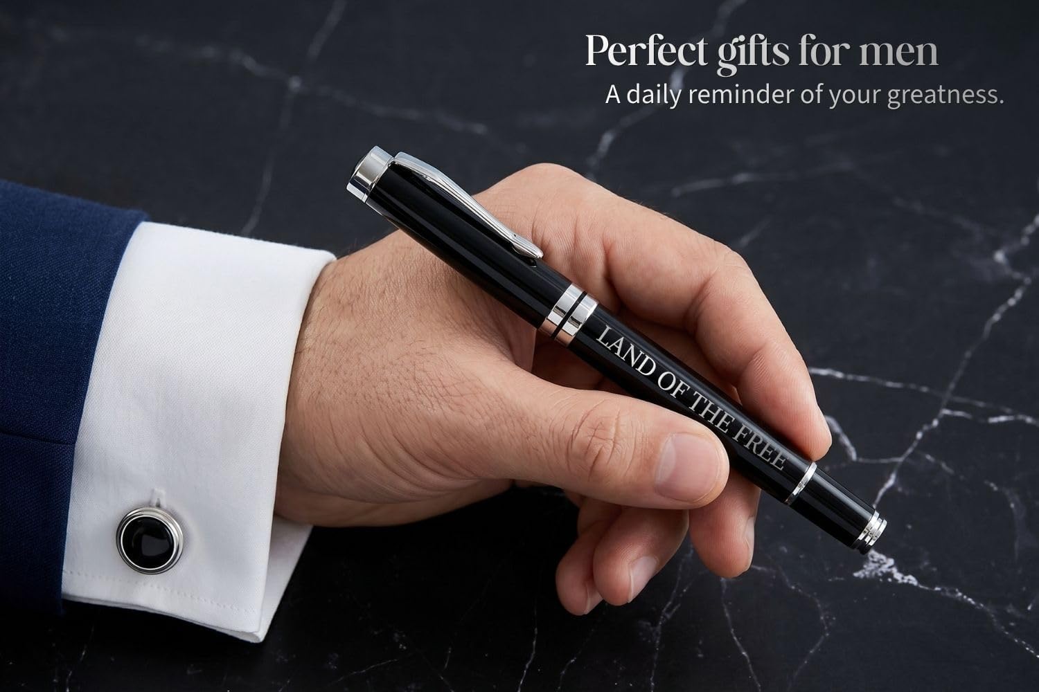 Onebttl personalized men's gift set with 20oz stainless steel tumbler, artisan journal with gold foil cover, and signature pen in a premium gift box