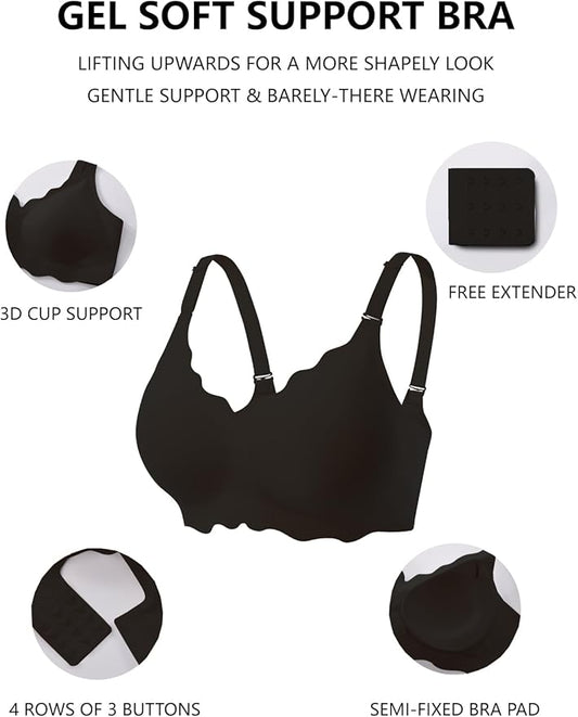 COCOMARTS Jelly Bras for Women No Underwire Scalloped Push Up Wireless Bralettes Seamless Soft Comfort Everyday Tshirt Bra