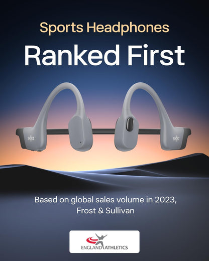 SHOKZ OpenSwim Pro - Open-Ear Bluetooth Headphones & 32GB MP3 Player, IP68 Waterproof, Bone Conduction Headphones, Secure Fit for Workouts, Running and Swimming, Built-in Microphone, Grey (Renewed)