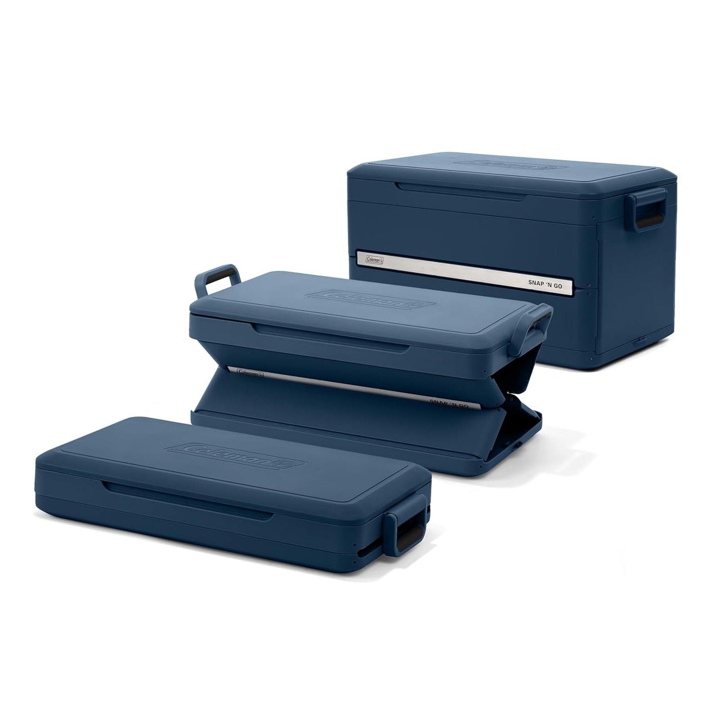 Coleman Snap 'N Go 55-Quart Collapsible Hard Cooler | 64 Hour Cold | Portable Waterproof Liner | Sapphire Blue