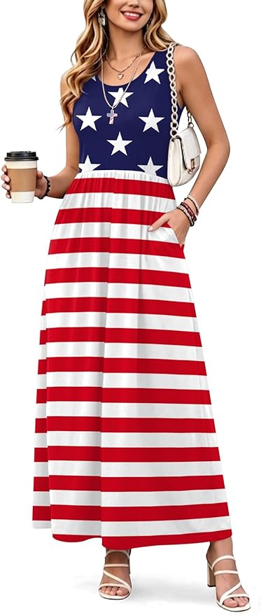 For G and PL Womens 4th of July Maxi Dress