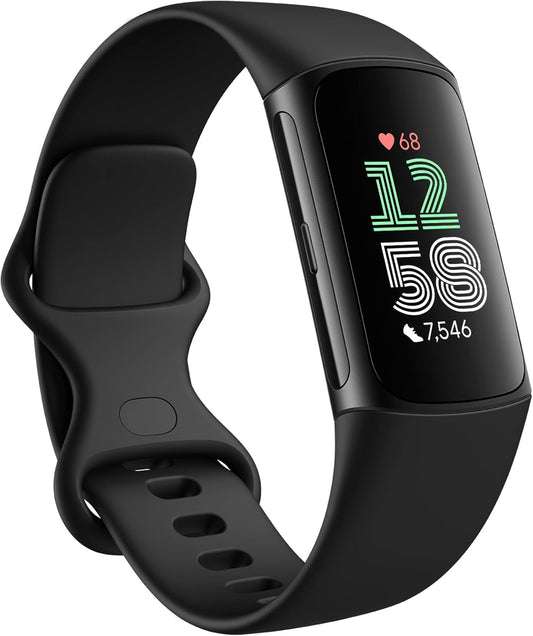 Fitbit Charge 6 Fitness Tracker with Heart Rate, GPS, Obsidian