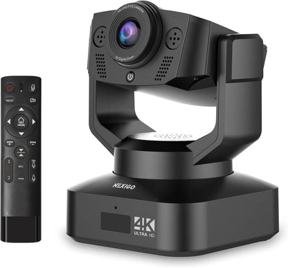 NexiGo N990 4K PTZ Zoomable Webcam, Video Conference Camera System with 5X Digital Zoom, Sony Starvis Sensor, Position Preset, Dual Stereo Mics, Audio Jacks for External Mics (Renewed)