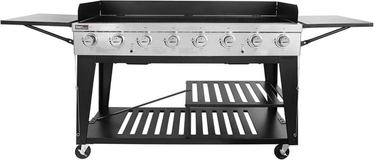 Royal Gourmet 8-burner black liquid propane gas grill with dual independently controlled systems for outdoor BBQ
