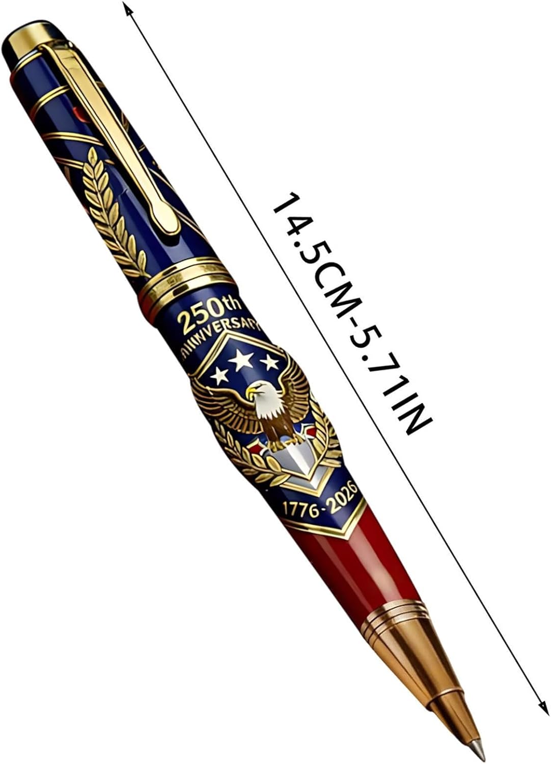 250th Anniversary commemorative ballpoint pen displayed in an elegant gift box as a patriotic collector's item for America's 250th Independence Day celebration