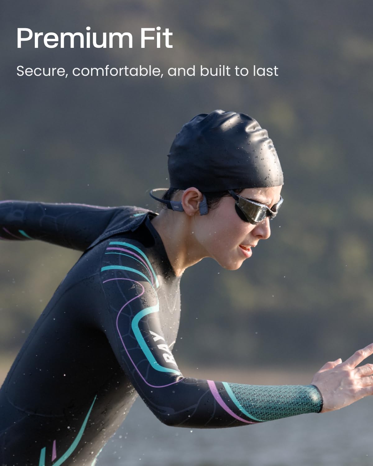 SHOKZ OpenSwim Pro - Open-Ear Bluetooth Headphones & 32GB MP3 Player, IP68 Waterproof, Bone Conduction Headphones, Secure Fit for Workouts, Running and Swimming, Built-in Microphone, Grey (Renewed)