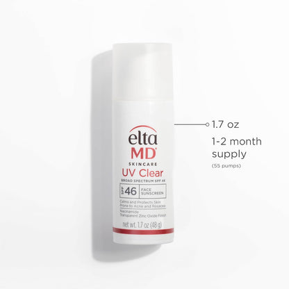 EltaMD UV Clear Face Sunscreen SPF 46 – Oil-Free Zinc Oxide Sunscreen for Sensitive, Acne-Prone & Rosacea Skin | Dermatologist Recommended