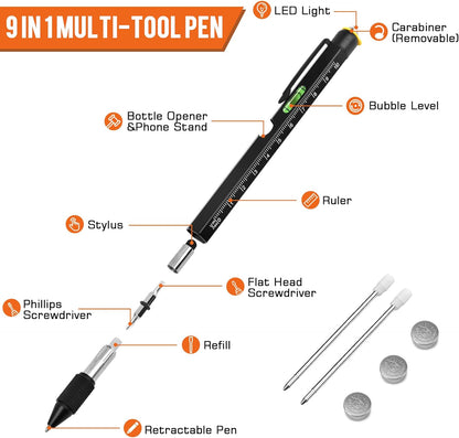 9-in-1 multitool pen cool gadget gift for dad husband and him Father's Day birthday and Christmas stocking stuffer