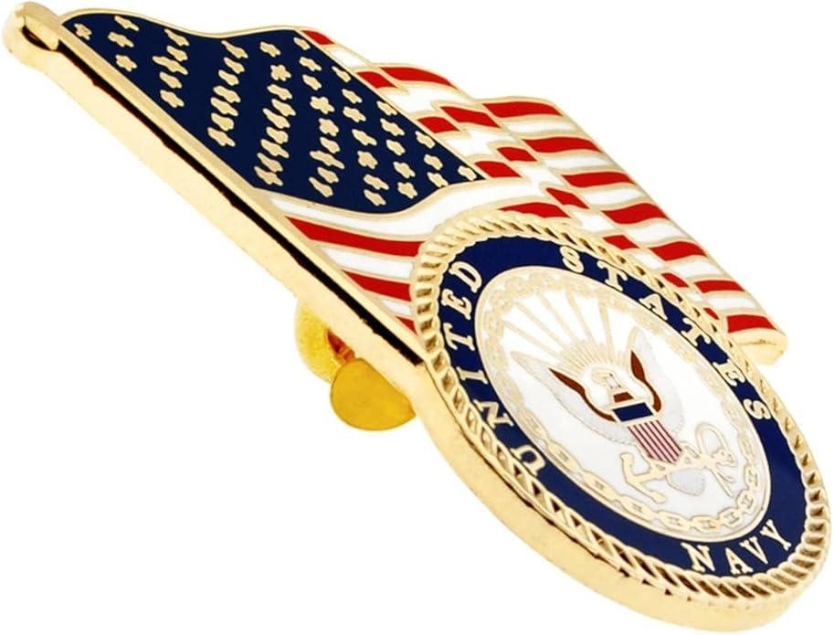 PinMart Officially Licensed U.S. Navy Lapel Pin | Military Emblem Enamel Brooch | Gold or Nickel Plated | Secure Clutch Back