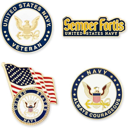 PinMart Officially Licensed U.S. Navy Lapel Pin | Military Emblem Enamel Brooch | Gold or Nickel Plated | Secure Clutch Back