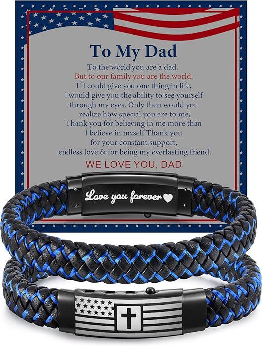 Men's Inspirational Mantra Engraved Handmade Braided Leather Adjustable Cuff Bangle Bracelet | Encouragement & Motivational Gift for Men