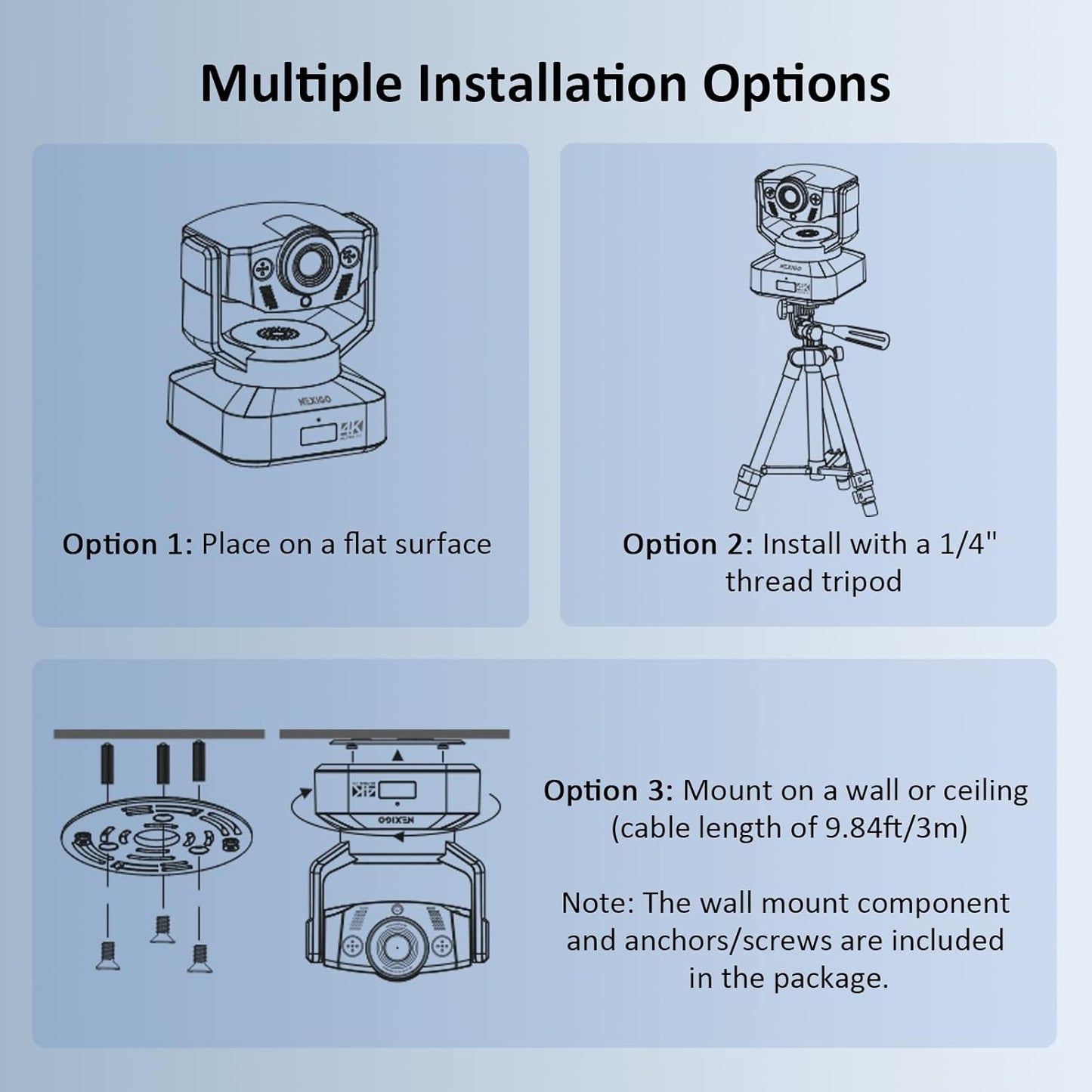 NexiGo N990 4K PTZ Zoomable Webcam, Video Conference Camera System with 5X Digital Zoom, Sony Starvis Sensor, Position Preset, Dual Stereo Mics, Audio Jacks for External Mics (Renewed)